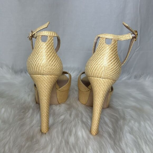 Stuart Weitzman Women's Straw Platform Sandals Sz 9 - Picture 4 of 7